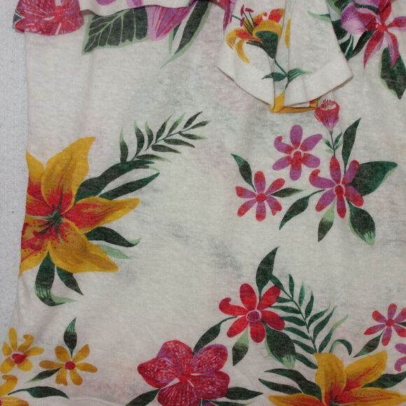 Old Navy Tank Top White Crop Flowy Ruffle Strap Floral Tropical Beach Women's XS - Picture 3 of 7